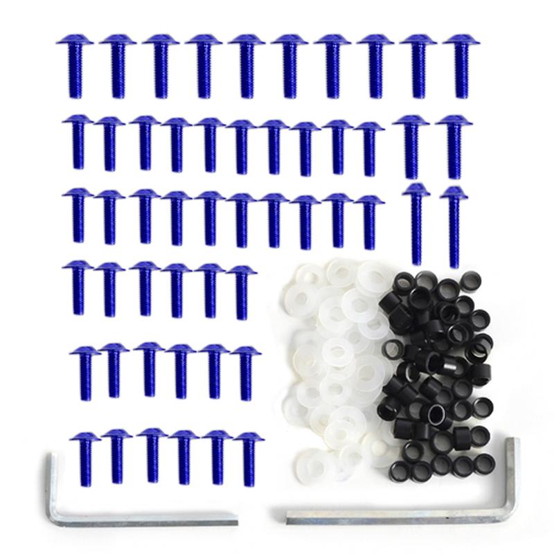 158pcs Fairing Bolts Kit Fender Windscreen Fastener Clips Screws Motorcycle Sportbike Accessories Blue
