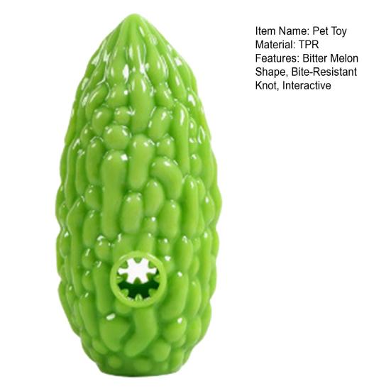 Pet Toy Interactive Puzzle Food Leakage Design Bite-Resistant Chew Toy Simulated Bitter Melon Shape Washable Teeth Cleaning Puppy Toy