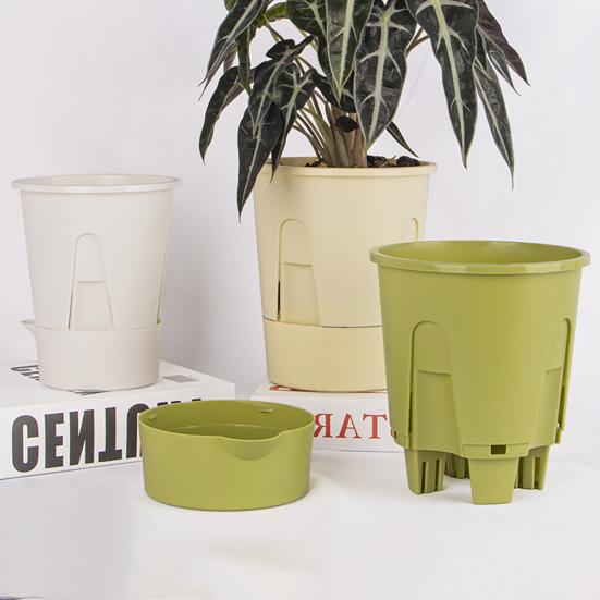 Self Watering Planter Flower Pot with Reservoir Saucer Ventilated Plant Pot for Phalaenopsis Indoor Orchids Home Balcony Office Desk