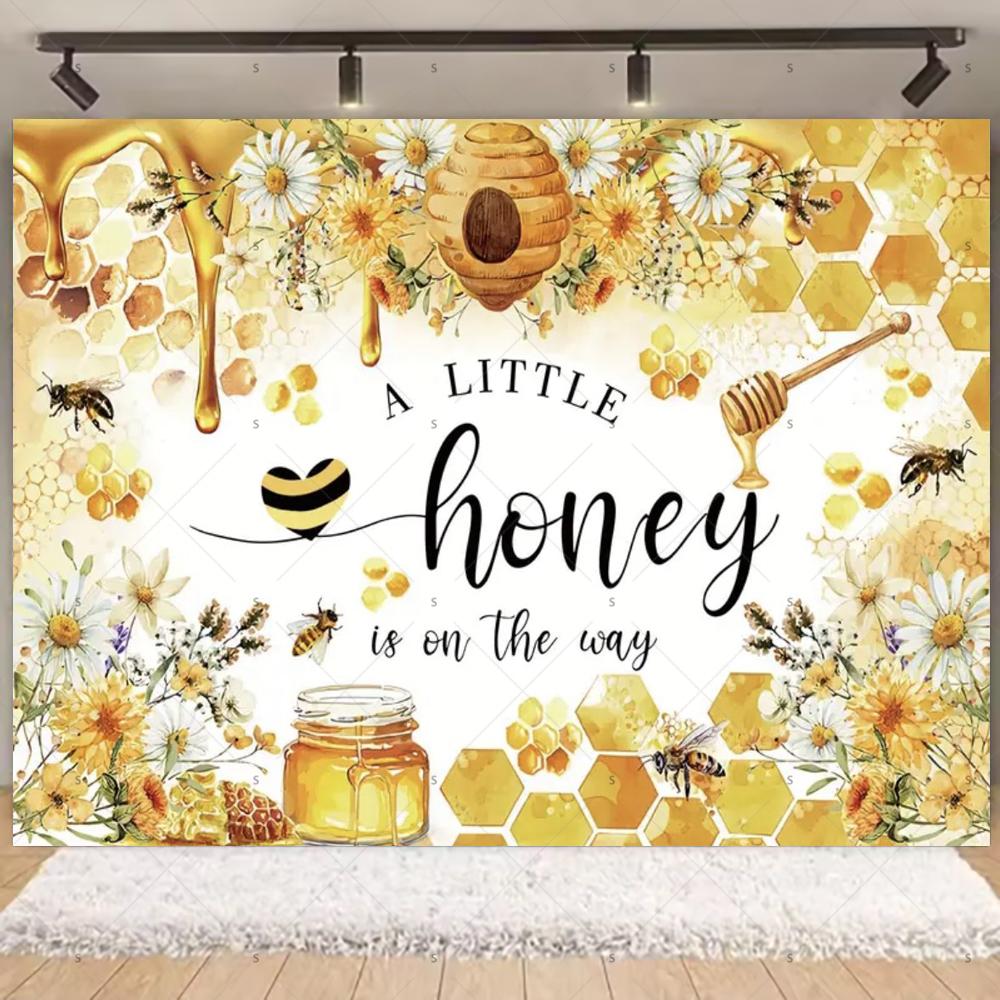 Cartoon Little Bee Theme Background Kids Birthday Party Decoration Honey Sunflowers Daisy Backdrop Newborn Baby Shower Supplies