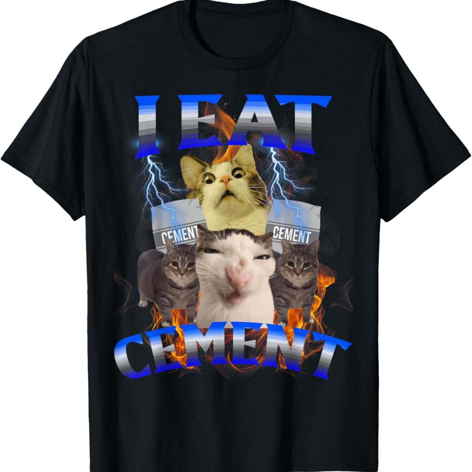 I Eat Cement Funny Cat Meme Internet Memes Funny Memes Gen-Z T-Shirt(1) S чёрный
