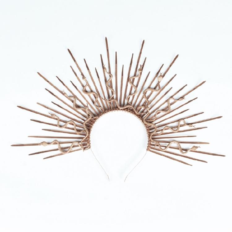 Unique Punk Snake Artistic Hair Band Spiked Head Accessory for Adults Hair Hoop with Metallic and Snake Cosplay Maid