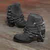 Large Size Wind Winter Fashion High Thick Heel 35-43 Yards Round Head Rear Zipper Low Boots Shoes