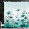 Ambesonne Turquoise Shower Curtain, Chill Atmosphere of Flowering Poppy Scene with Oceanic Green Tones, Cloth Fabric Bat