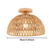 Boho Rattan Ceiling Light 30CM Lamp Shade Flush Mount Ceiling Light Handwoven Chandelier Wooden Base for Hallway Bedroom Kitchen