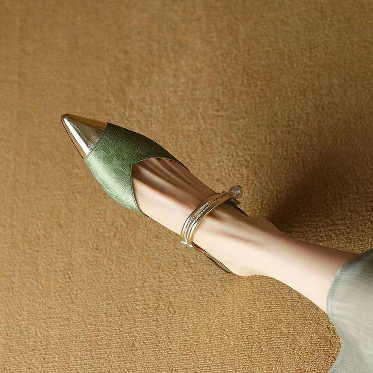 

Fashion 2025 New style outdoor simple casual fashionable banquet party women shoes retro minimalist comfortable women s high heels 40 зелёный