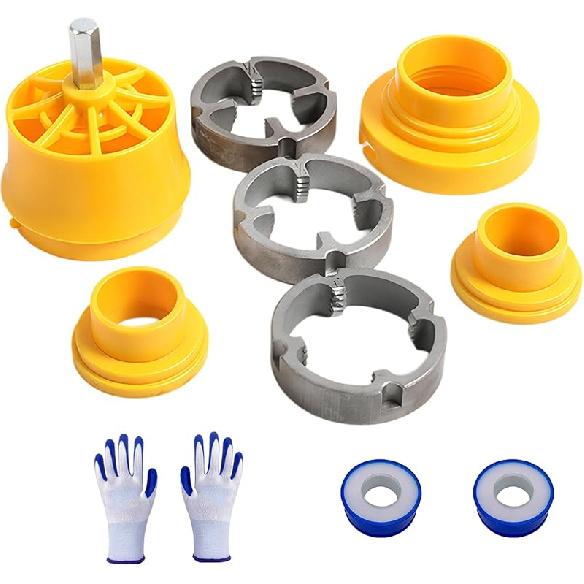 Electric Drill Compatible Pvc Pipe Threader Kit, 1/2'' 3/4'' 1'' Dies, Internal & External Threading Tool for Pvc Pipes, Plumbing Re-Threader Kit for