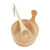 Handcrafted Wooden Sauna Bucket & Ladles Set with 4L Capacity & Rope Handle Sauna Accessories for Steam Room Use