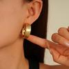 Fashion Gold Color Matte Brushed Hoop Earring for Women Girls Vintage Metal C-shape Circle Round Earrings Jewelry 2025 Trendy