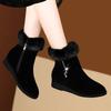 Plüsch Damenstiefel Bequeme Stiefeletten Mode Fell Schneestiefel Reißverschluss Winter Damen Baumwollschuhe Flache Sohle Rutschfeste Stiefel