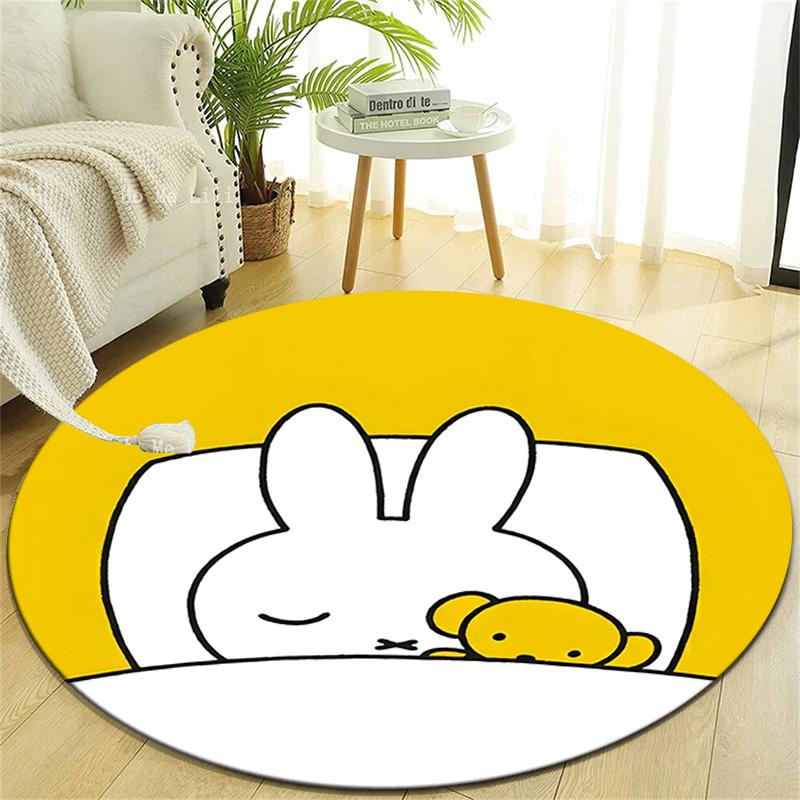 1pc Miffy4 Design Printed Area Round Carpet for Bedroom Living Room Home Decor Rugs Mat Non Slip Mat Rug for Bedside