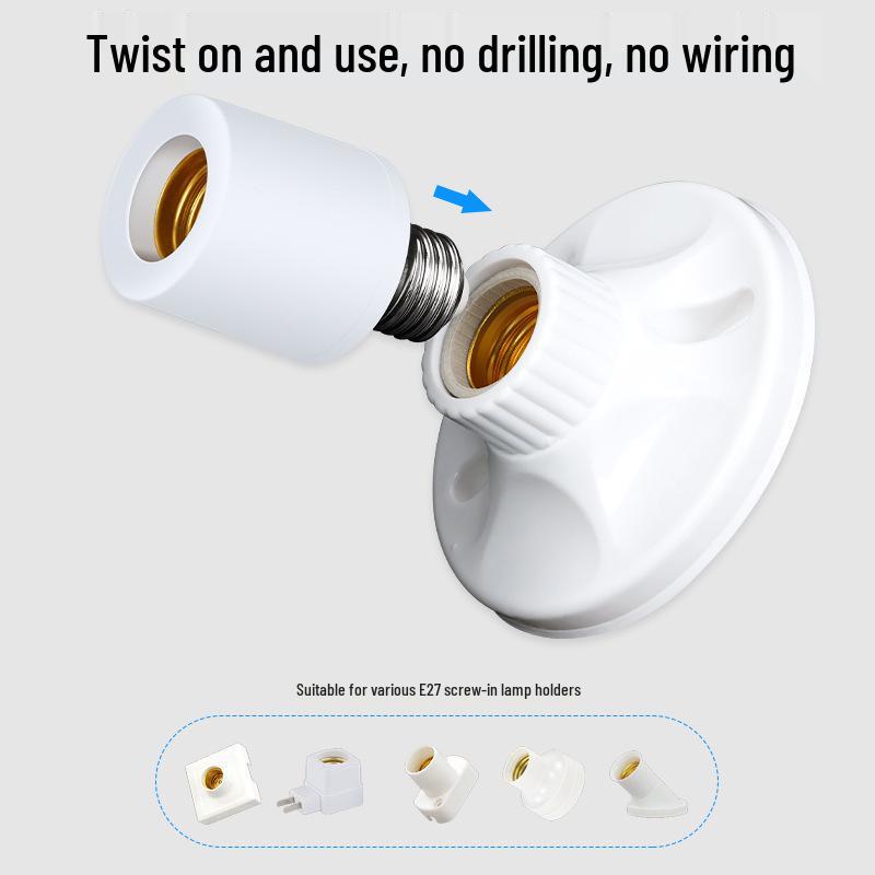Universal Wireless Remote Control Lamp Holder for LED Bulbs, 220V Screw Base, Bedroom Lighting Fixture.