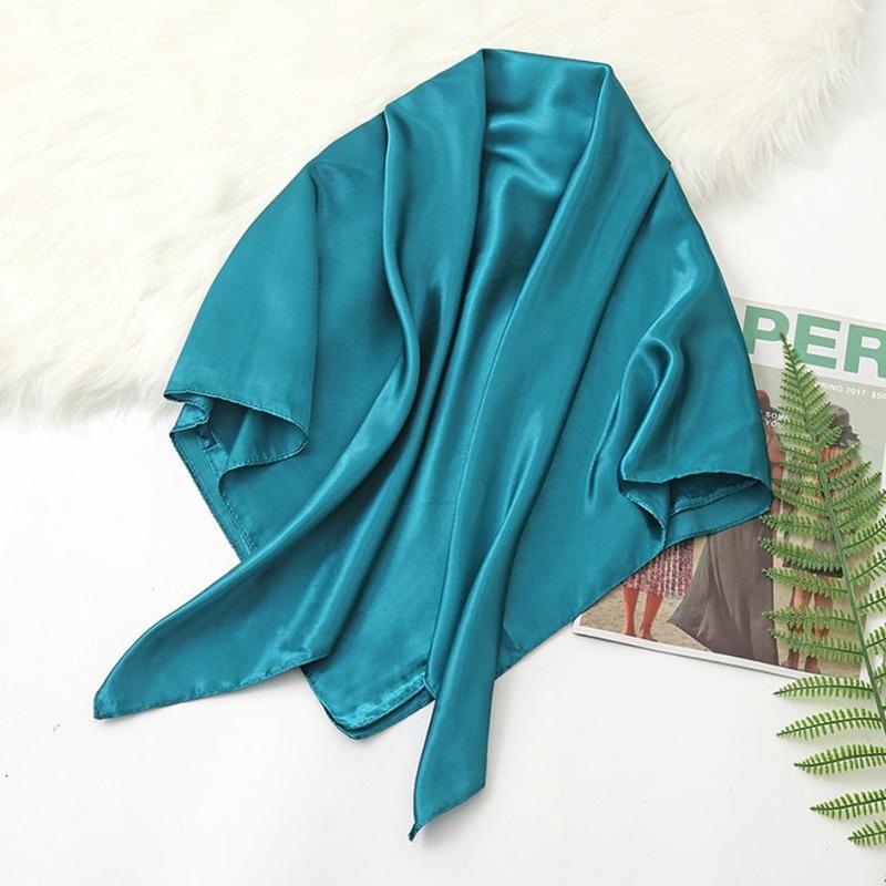90*90cm Big Size Headwraps Solid Colors Neckerchief Hijab Women Satin Headband Hair Scarves Female Shawls Head Scarfs for Ladies