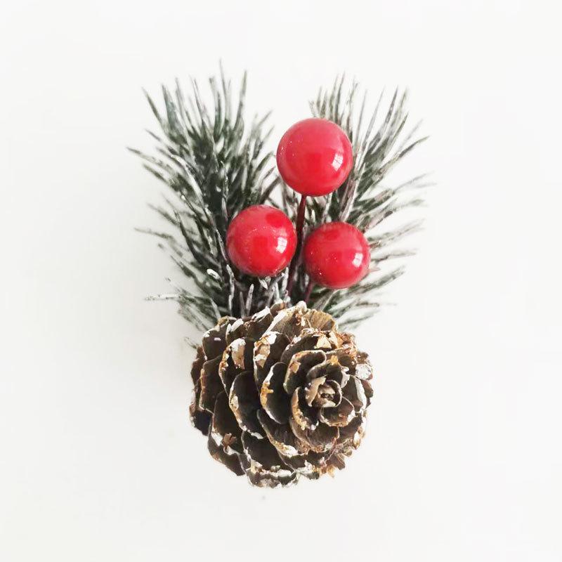Artificial Pine Needle Greenery & Red Berry Bouquet for Holiday DIY & Gift Packaging