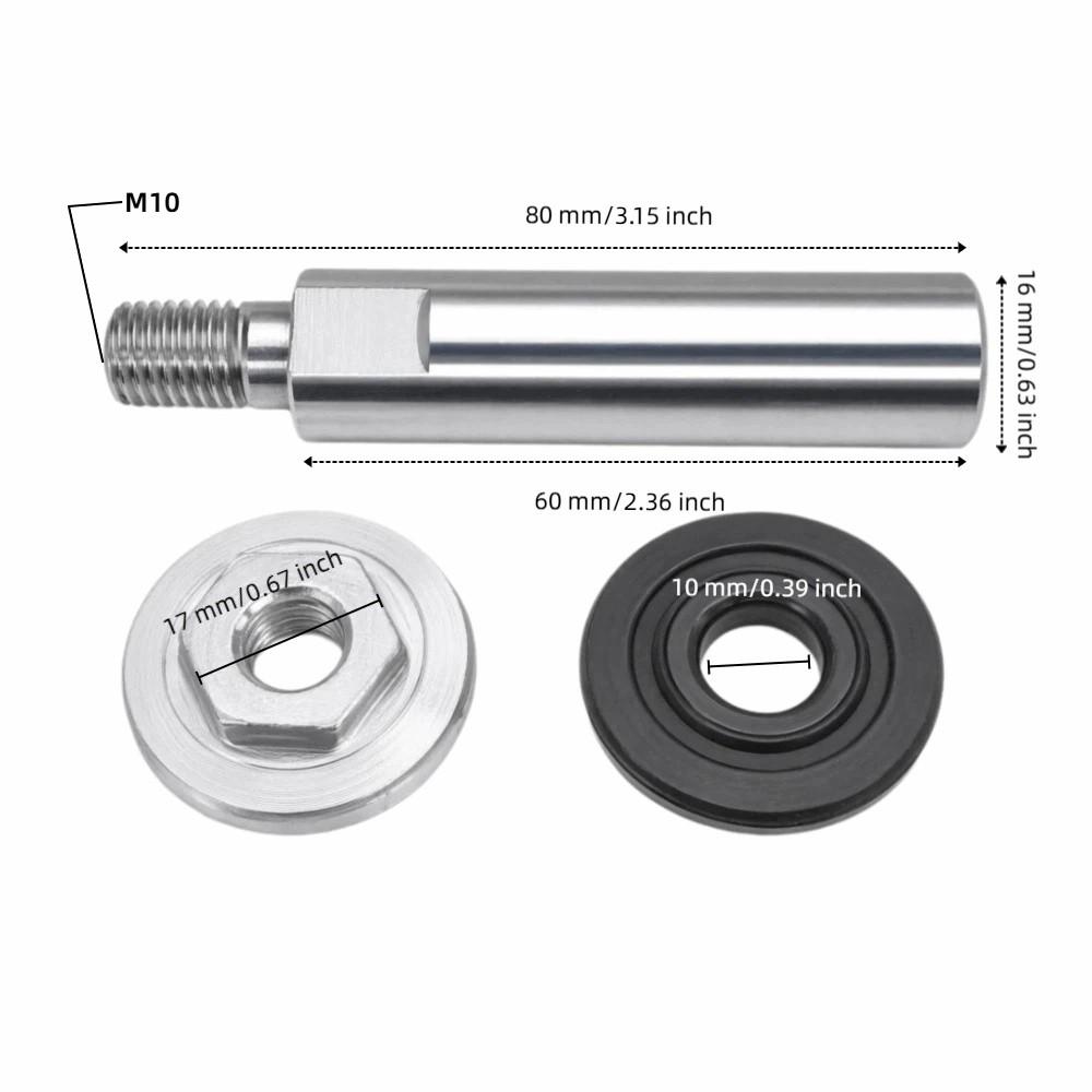 2SET 45 steel Angle Grinder Extension Rod Silver Rotary Polisher Extension Connecting Rod Set
