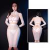 Damen Sexy Dessous Transparent Hohlbrust Verführerische Uniform Hohe Elastizität Ultra-Dünn Seidig Öl Glänzend Glänzend Bodycon Kleider