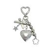 Exquisite Heart Bow Beaded Keychain Fashionable Heart Photo Frame Keychain Creative Backpack Decoration Accessories Gifts