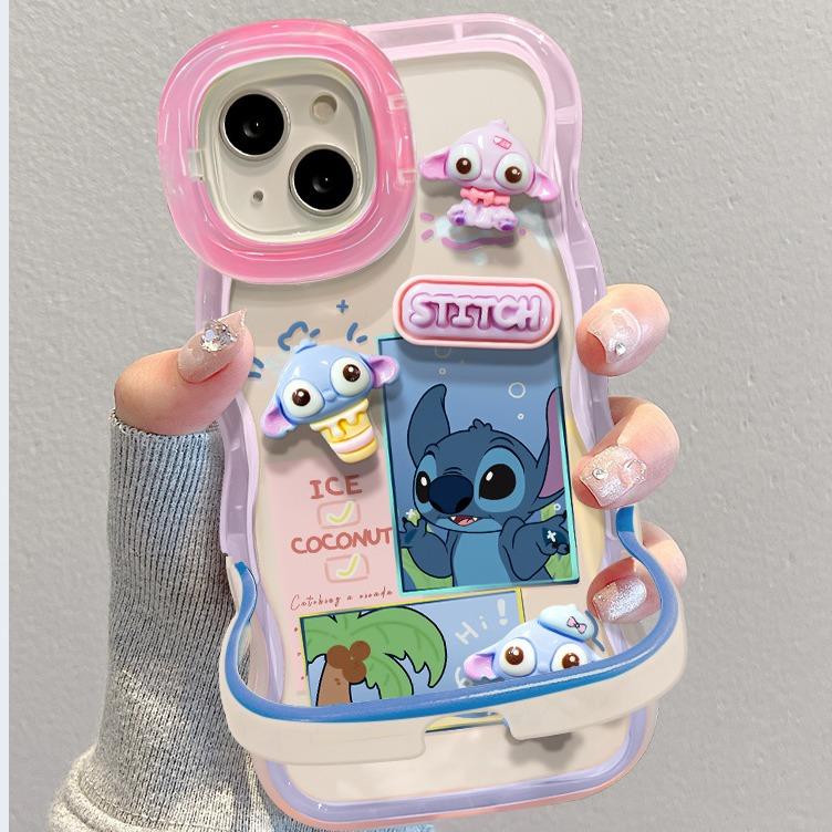 Applicable To Apple 14Pro Mobile Phone Case iPhone15 Cartoon Alien Doll 13/12 Invisible Double Bracket 16/17