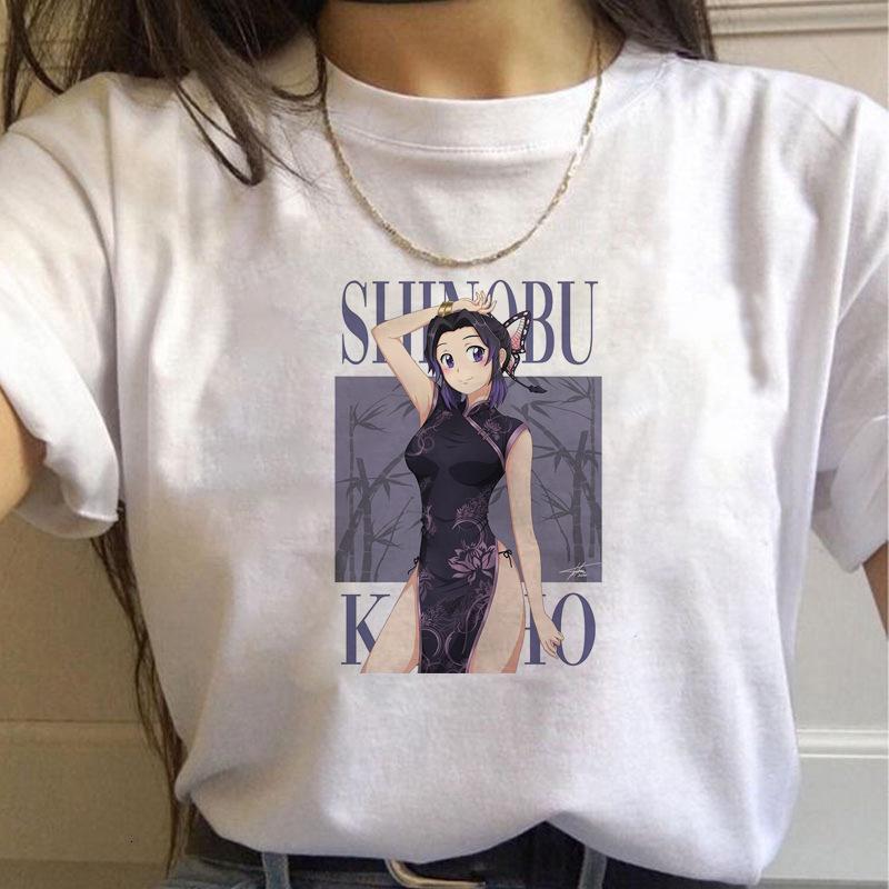 

Casual Japanese Anime Demon Slayer Nezuko Graphic Print Women T-Shirt 90S Summer Loose Short Sleeve O-Neck Female Tops XXXL білий