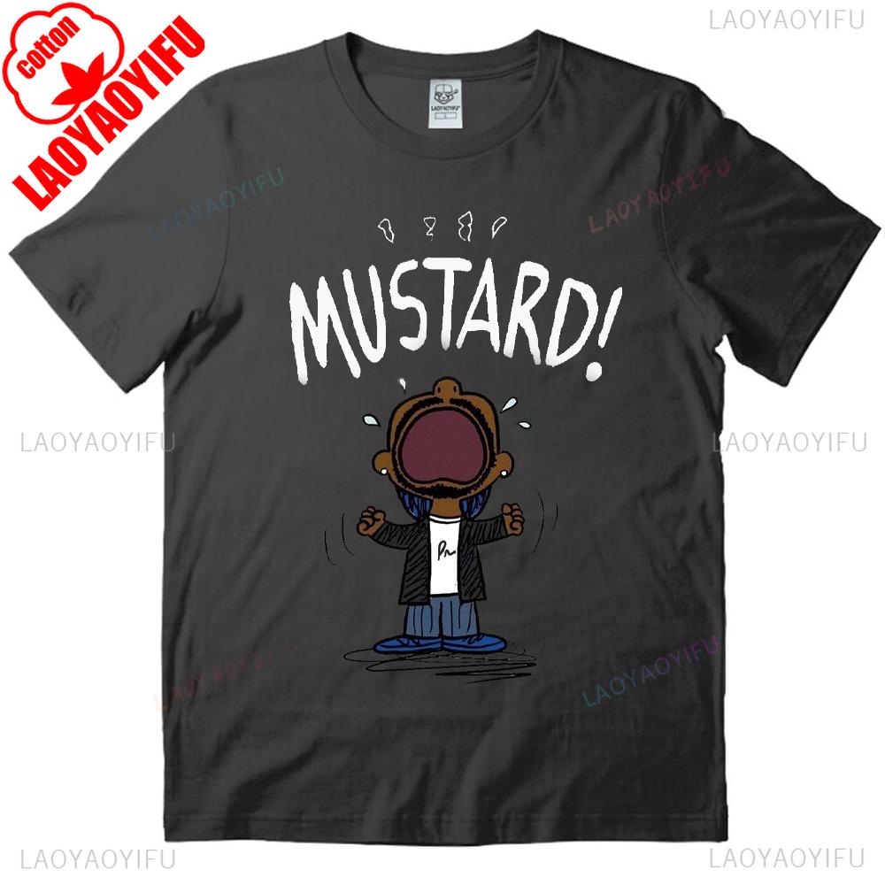 Kendrick Lamar MUSTARD Meme Shirt Neu Viral GNX Album Referenz Tops Hip Hop Musik Grafik T-Shirts Mustard Lamar Kurzarm