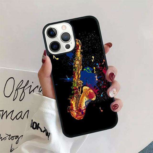 Saxophone Watercolor Art Phone Case Cover For iPhone 17 Air 15 16 14 13 12 Pro Max 11 Pro Max Plus Coque Shell