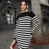 Pullover Kleider Frauen High Neck Herbst 2024 Sexy Slim Fit Farbe Blockiert Gestreiften Gestrickte Bodycon Kleid Streetwear Chic Kleider