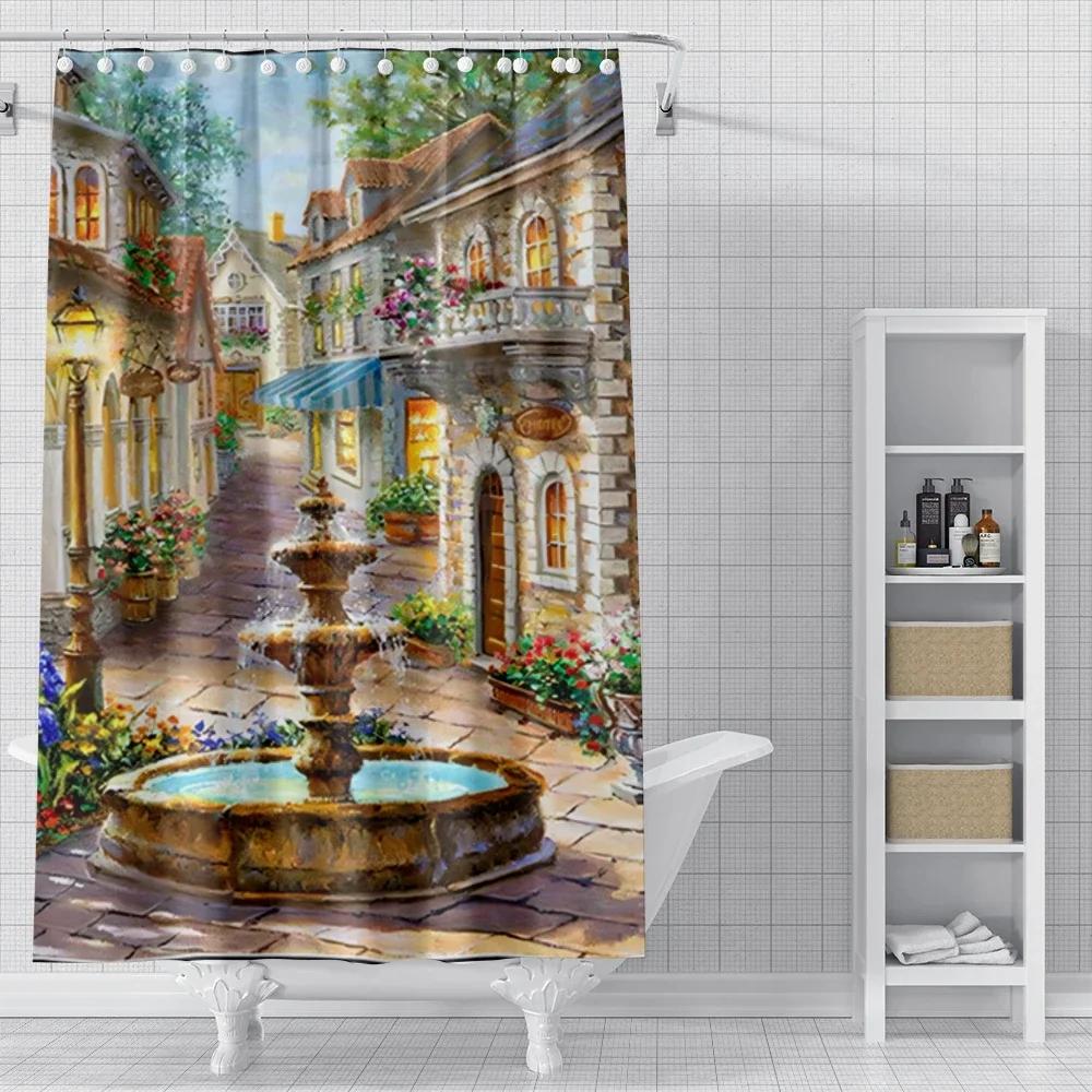 Home Shower Curtains for Bathroom Landscape Animals Waterproof Fabric Bathroom Curtains Modern Shower Curtain 180x200 240x200