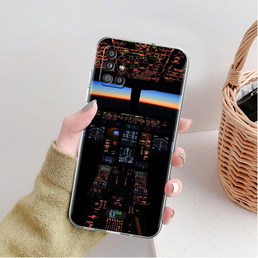 Aviation Aeroplane Helicopter Cockpit Instrument Clear Case For Samsung Galaxy A52 A12 A51 A32 A21s A71 A32 A22 AA50 Phone Cover
