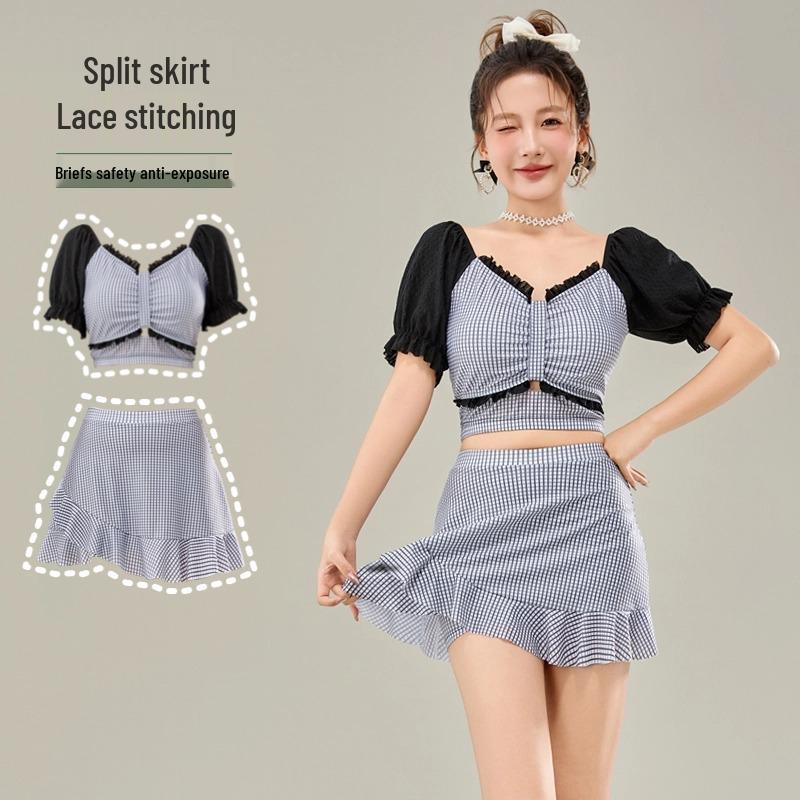 

Retro Plaid Two-Piece Swimsuit with Tummy Control Extra Large рожевий