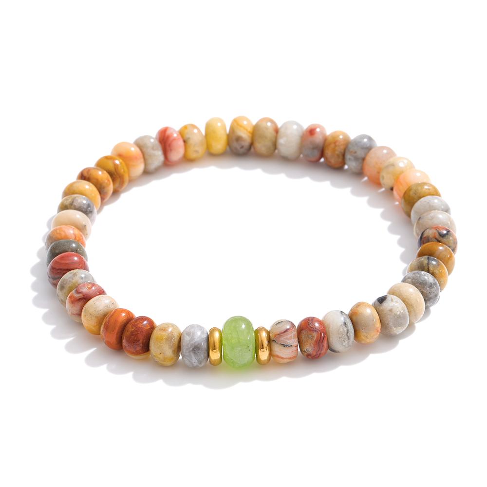 

Yhpup 2026 Natural Stone Beads Chain Elastic Bracelet Bangle Handmade Stainless Steel Wrist Jewelry