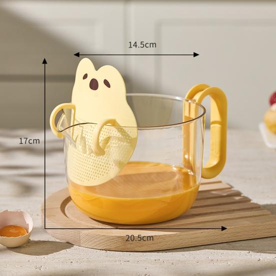 Egg Beating Cup with Handle And Filter Plate Plastic Measuring Cup for Cooking And Baking Kitchen Supplies for Egg Liquid Filtration Fruit Cleaning
