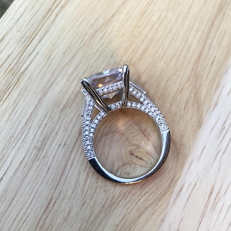 Xiancan Jewelry 2023 Women's 925 Silver Diamond Square Ring Set - Fashionable and Versatile European American Style