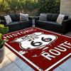 Route 66 Vintage Motorcycle Print Non-Slip Rug, Large Area Mat for Living Room Bedroom Bathroom Kitchen Decor