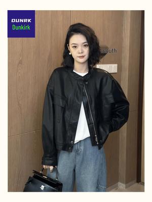 Chaqueta de Cuero para Mujer Otoño/Invierno – Abrigo Moderno Corto, Holgado, Adelgazante y Versátil