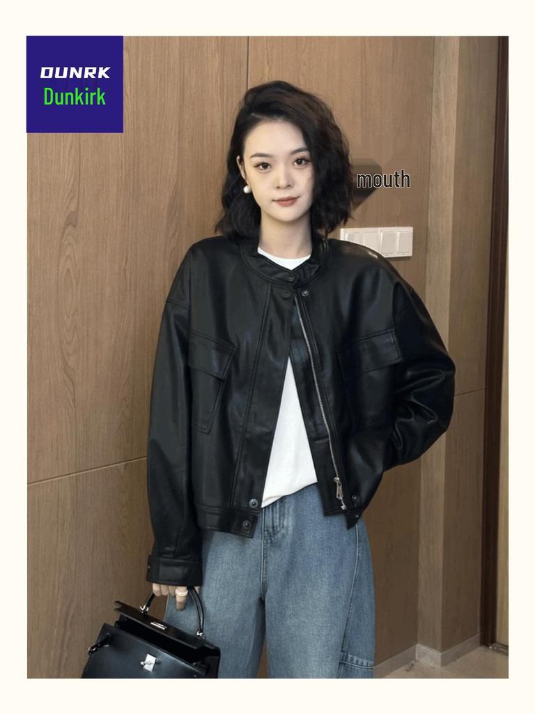 Autumn/Winter Women's Leather Jacket – Short, Loose, Slimming, and Versatile Fashionable Coat