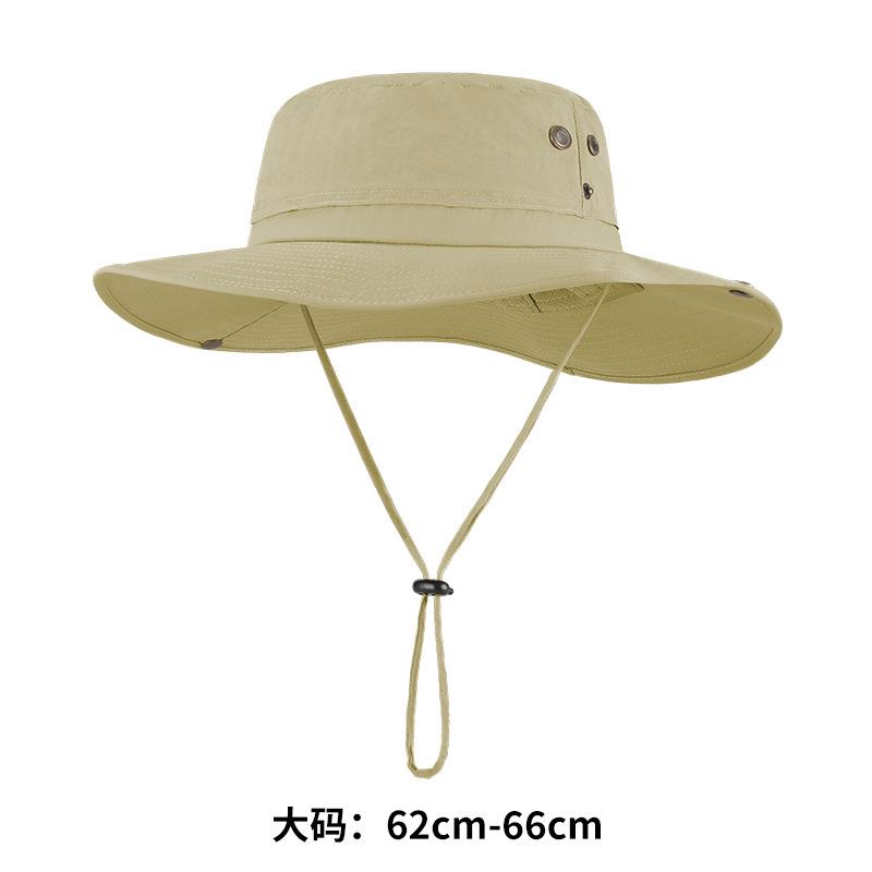Summer outdoor bucket hat men's nylon large brim sun protection hat breathable UV protection big head circumference sun hat