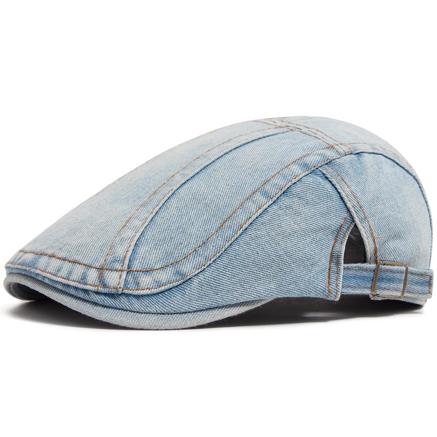 Women's Beret Denim Vintage sboy Cap For Men Summer Solid Washed Flat Caps Casual Female Visor Hat Unisex Adjustable