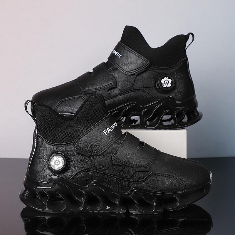 Klobiger Sneaker Übergröße 45 46 47 48 Herren Laufschuhe mit Blade-Sohle Mode Casual Leder/Mesh Schuhe mit erhöhter Plattform