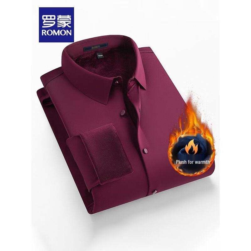 Luomeng Men s Fleece-Lined Warm Long Sleeve Shirt 180