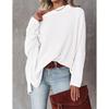 Spring Autumn Women T-shirt Casual Off Shoulder Long Sleeve Waffle Knit Pullover Sweater Pullovers Tops