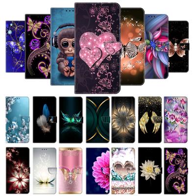 Wallet Case with Card Holder Floral PU Leather Case Kickstand Wrist Strap Shockproof Cover for Redmi 3C 9A 9C 9T 10C 8A 6A/Redmi Note6 Note11 Note12