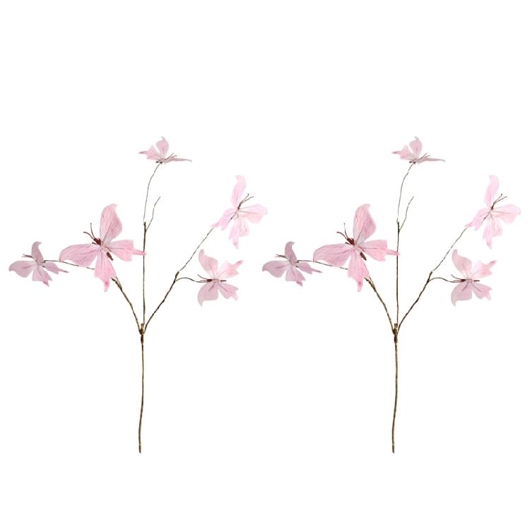 2pcs Faux Dried Branch Decoration Silk Butterfly Blooms Indoor Party Supplies Flower Displays Set Safe to Child
