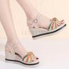 Women's Summer Wedge Sandals Fashion Platform Open Toe Bow Casual Shoes New Black Heightening Lightweight Beach Sandals