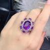 Luxury Gemstone Ring with Simulated Amethyst & Yellow Diamond