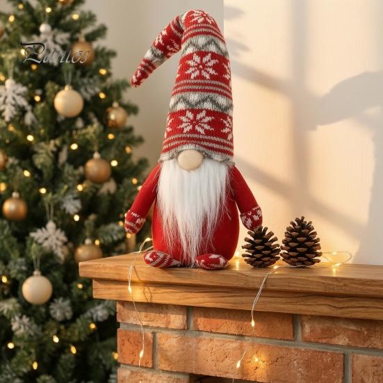 Ozdoba Świąteczna w Pudełku Prezentowym Dekoracja Świąteczna Krasnal Boże Narodzenie, Pluszowy Tomte Szwedzka Figurka, Miękka Skandynawska Przytulna Dekoracja Wiejska Lalka Krasnala dla