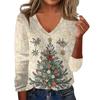 Women's Cute Sweatshirt Knitted Fashion Casual V-neck Long-sleeved Cozy Print Top