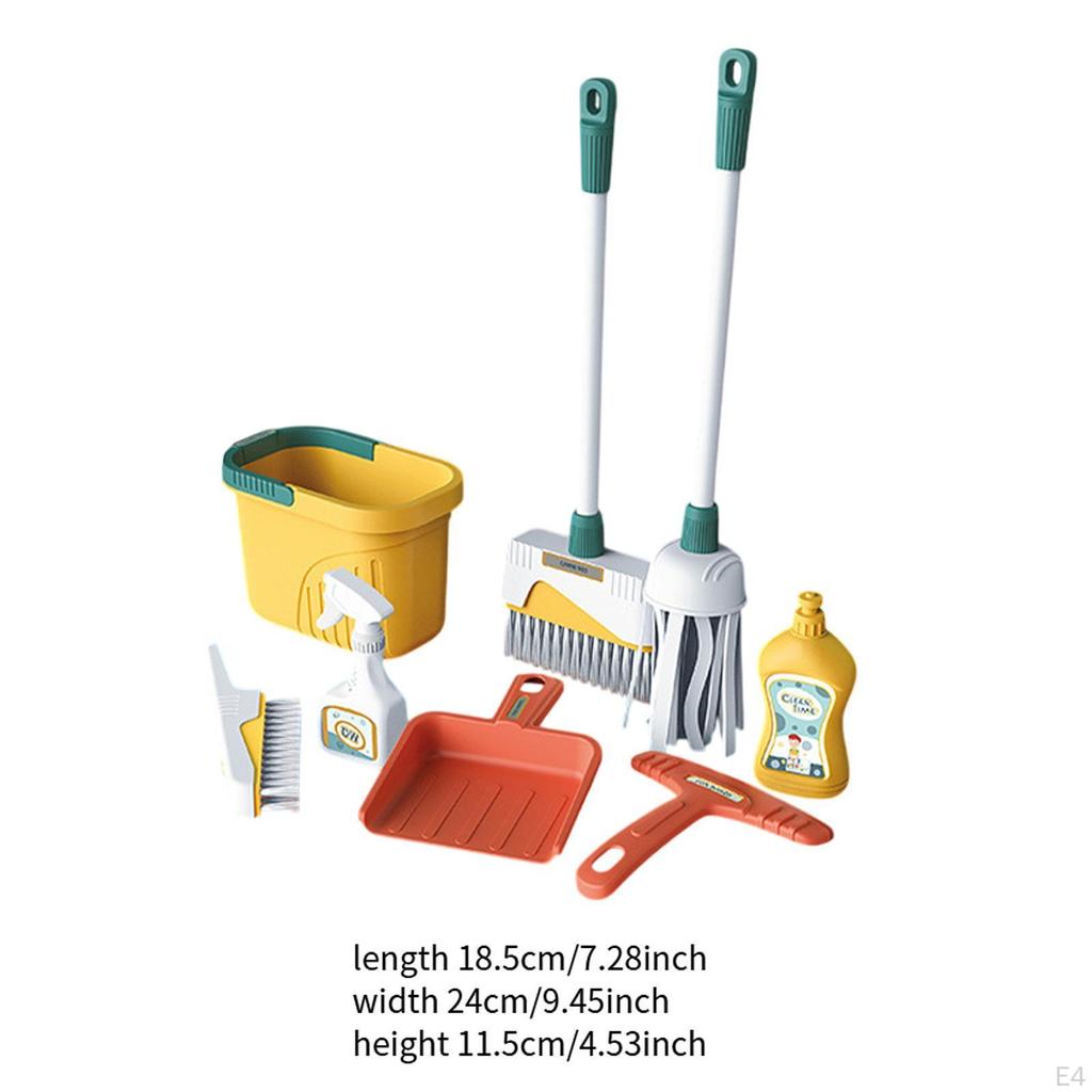 Set de curățenie pentru copii cu mătură și mop pentru distracție interactivă