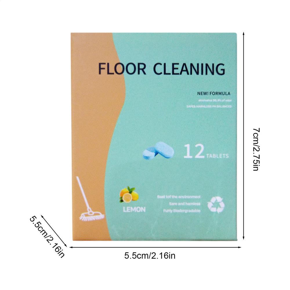 Floor Cleaner 12 Pieces Lemon Scent Floor Cleaning Tablets Multipurpose Mopping Cleaner for Hardwood Tile Bathroom Kitchen Lemon
