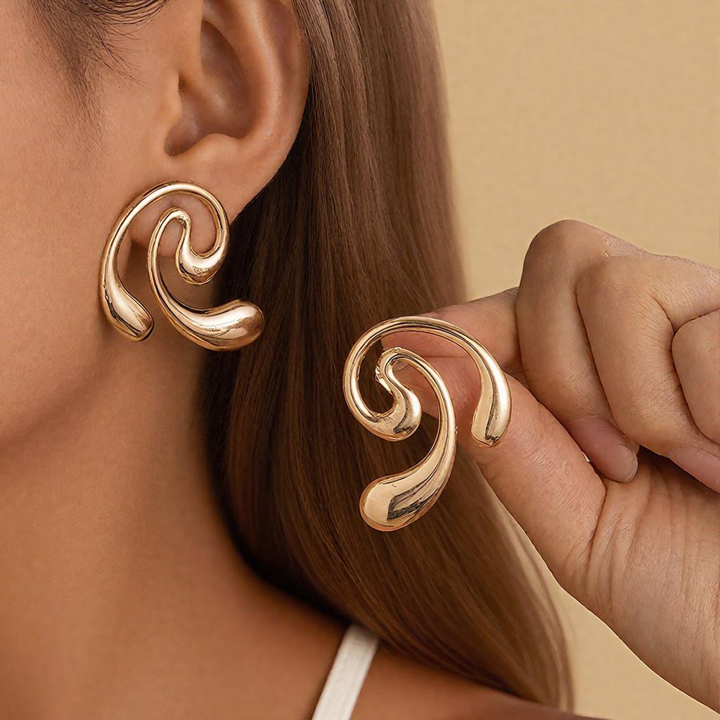 Irregular Earrings, Fashionable and Exaggerated, Streamlined Earrings, Stud Earrings