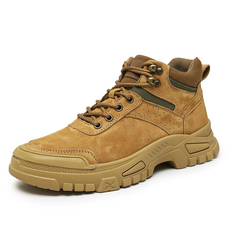 

Модные Новые Зимние Ботинки На Шнуровке Мех Высокое Качество Ручной Работы Высокий Верх Повседневная Обувь Мужские Толстая Подошва Натуральная Кожа Уличные Мотоциклетные Ботинки 45 золотисто-желтый